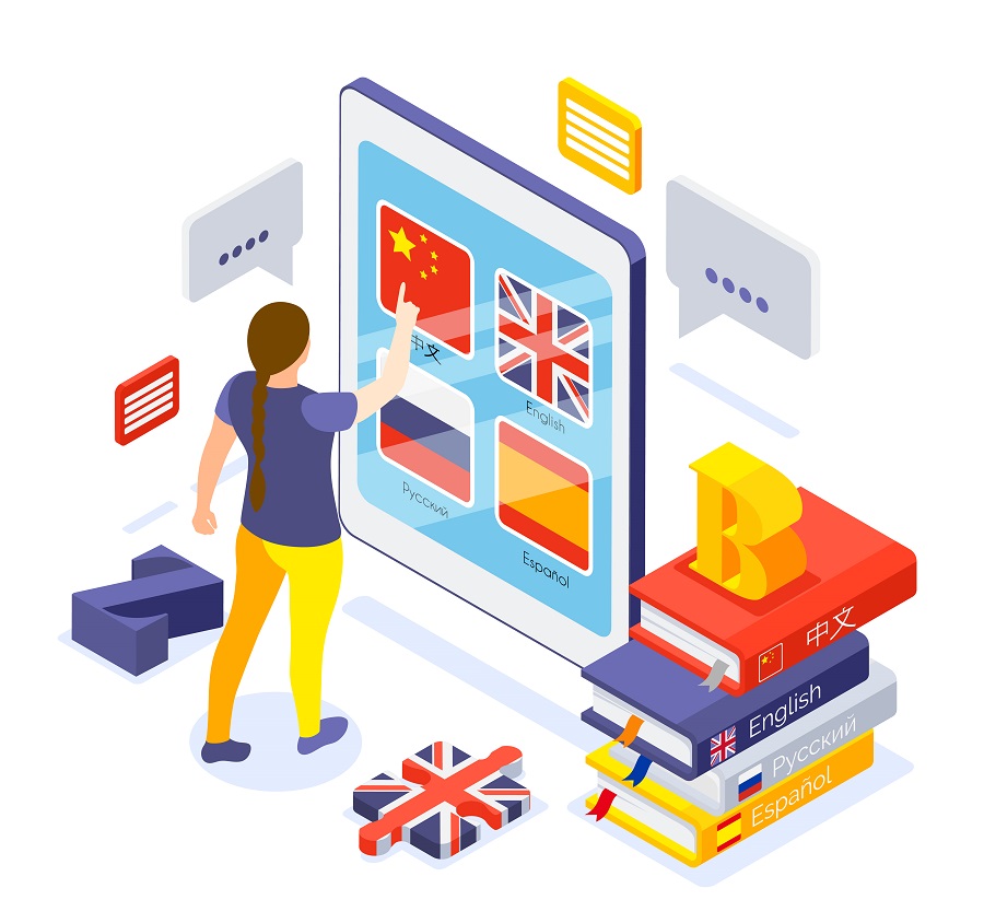 Language Courses Isometric Composition
