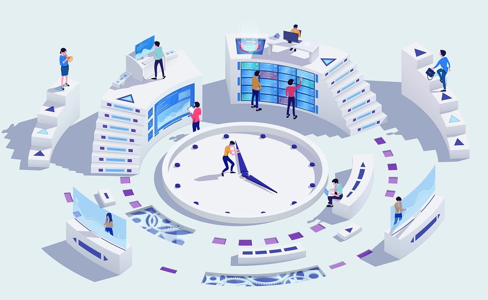 Time management business concept, vector illustration